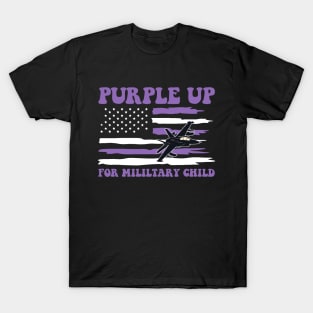 Groovy Purple Up For Military Kids Military Child Month T-Shirt